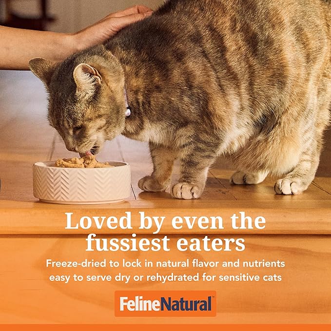 Feline Natural High Protein Dry Cat Food, Freeze-Dried Diet with 98% Meat, Organs & Seafood, No Peas, Grains, or Artificial Additives, Made in New Zealand, Chicken & Lamb, 1.8lb