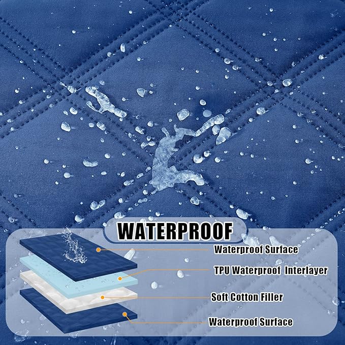 Smiry Waterproof Dog Bed Cover Blanket 40x70, Soft Reversible Pet Blanket, Washable Leakproof Cats Dogs Couch Cover for Sofa, Couch, Furniture, Navy/Navy