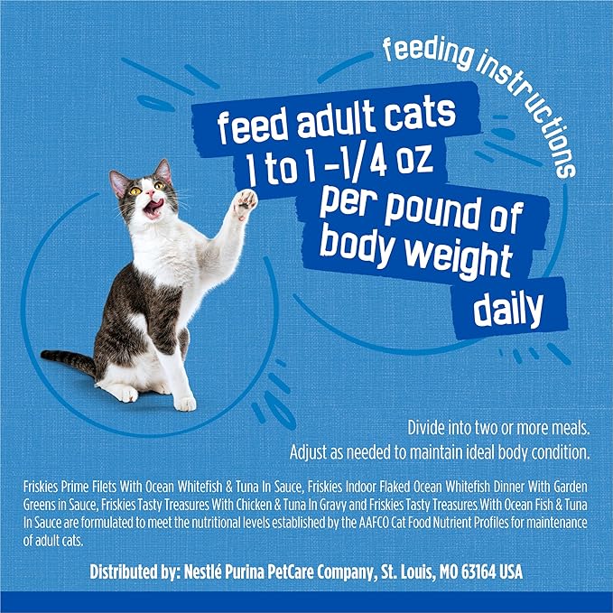 Purina Friskies Wet Cat Food Variety Pack, Oceans of Delight Flaked and Prime Filets - 48 ct. Can