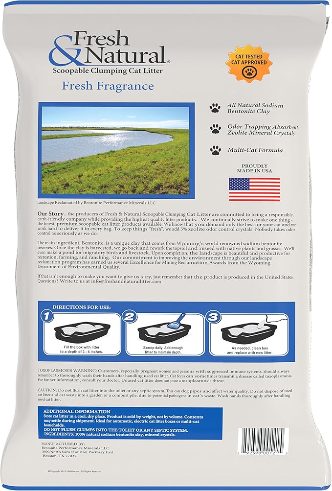 Fresh & Natural Scoopable Clay Cat Litter, 40-Pound, Fresh Fragrance