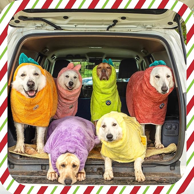 DERPYCHAPPY Premium Dog Towel Robe & Dog Bathrobe for Drying Dogs Made in Korea | Super Absorbent Quick & Adjustable Microfiber Bath Towel for Cats & Puppy Robes After Bath | Drying Coat (Lavender,XL)
