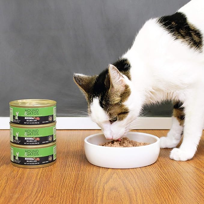 Hound & Gatos Lamb Wet Cat Food, Single Protein, 98% Real Meat Formula, Grain Free Limited Ingredient Cat Food, 5.5 oz Cans (Pack of 24)