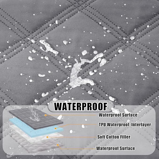 Smiry Waterproof Dog Bed Cover Blanket 30x53, Soft Reversible Pet Blanket, Washable Leakproof Cats Dogs Couch Cover for Sofa, Couch, Furniture, Grey/Light Grey