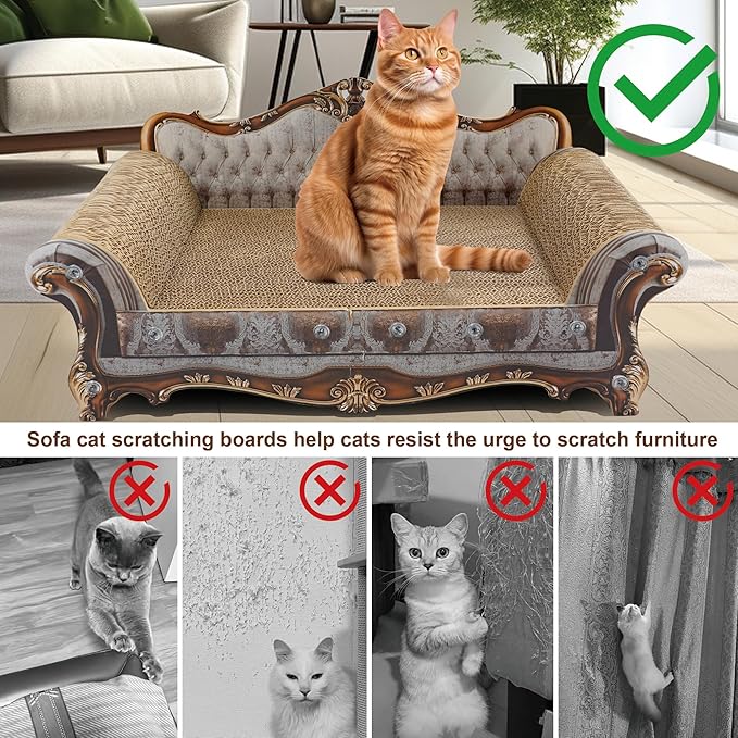 COOZMENT Sofa Shaped Scratching Couch,Thick Scratching Cardboard, Lounge Bed for Indoor Rest&Play, Sofa Scratcher Pad (23 "L X 12.2" W X 10.6 "H)
