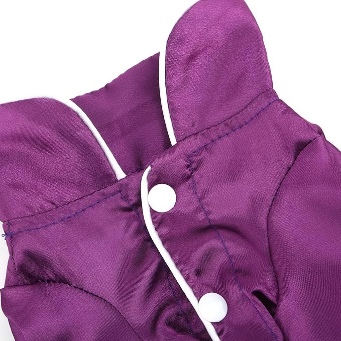 PAIDEFUL Soft Faux Silk Sleepwear for Small Dogs Cats Lapel Doggie Loungewear Lightweight Breathable Puppy Pajamas PJS Two-Legged Pet Shirt Clothes Summer Spring Chihuahua Apparel Button Up,Purple,S