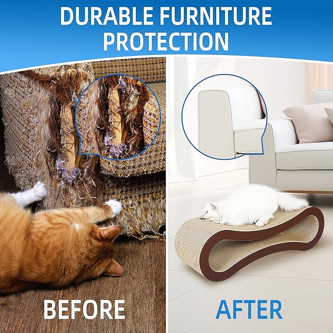 FluffyDream 2 in 1 Cat Scratcher Cardboard, Cat Scratching Board Furniture Protector, Cat Scratching Post, Cat Beds for Indoor Cats, Infinity Shape, X-Large