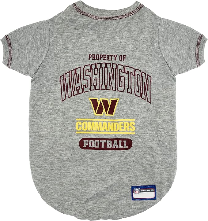 NFL Washington Commanders Dog T-Shirt Small. - Licensed Shirt for Pets Team Colored with Team Logos- Premium Stretchable Materials for The Comfort of Your Dog & Cat