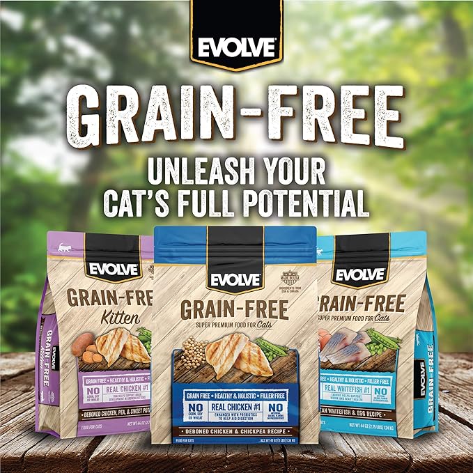 Evolve Pet Food Grain Free Deboned Chicken, Pea and Vegetable Recipe Cat Food Grain Free Deboned Chicken, Pea, and Veggies 3 Pound (Pack of 1)