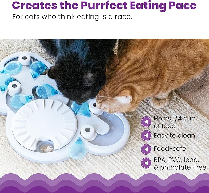 Catstages Nina Ottosson Rainy Day Puzzle & Play Cat Puzzle Feeder – Interactive Treat Game for Indoor Cats, Level 3 Slow Feeder Enrichment Toy, 13.8" x 14"