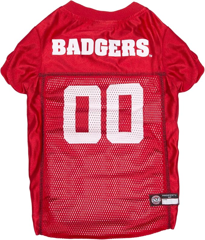 Pets First NCAA College Wisconsin Badgers Mesh Jersey for DOGS & CATS, X-Large. Licensed Dog Jersey with your Favorite Football/Basketball College Team