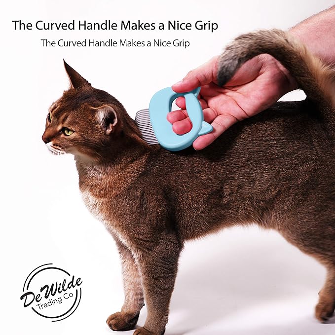 Cat Grooming Comb - Blue Massage Comb - Light Hair or Fur Removal Soft Dematting Detangling and Deshedding - Pet Shedding Remover Tool for Cats Dog Rabbit