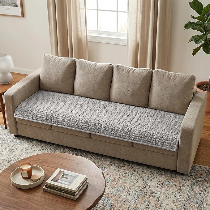 PAULATO BY GA.I.CO. Waterproof Blanket – 24x86” Changing Absorbent Pad for Incontinence – Machine Washable Stain-Resistant Protector for Couch Sofa or Bed – Reusable Waterproof Cover - Light Grey