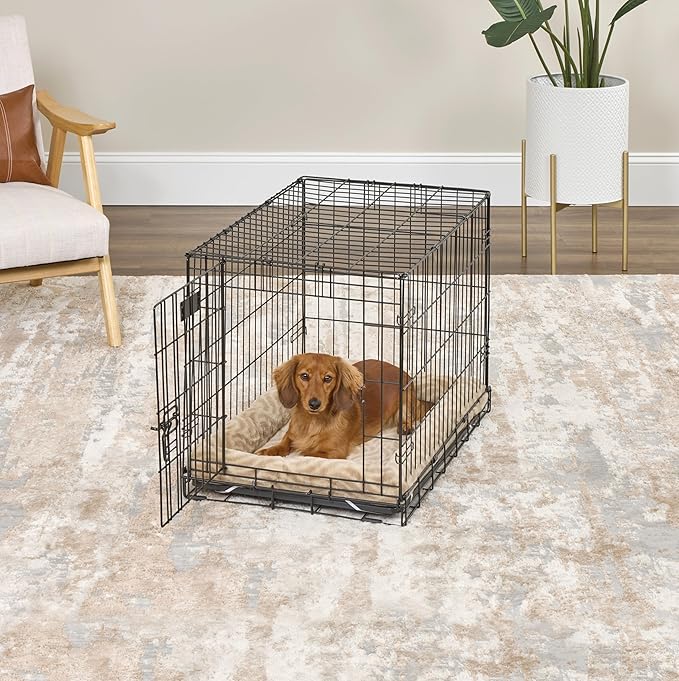 MidWest Homes for Pets QuiteTime Deluxe Wave Bolster Bed for Medium Dogs; Easily Machine Wash and Dry; Tan; 30"; 40230-WVTN