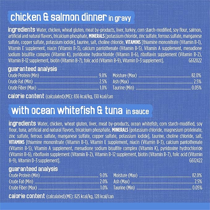 Friskies Purina Gravy Wet Cat Food Variety Pack, Savory Shreds with Beef, Turkey and Cheese Dinner, Chicken & Salmon Dinner, with Ocean Whitefish & Tuna - 5.5 oz. Cans (Pack of 64)