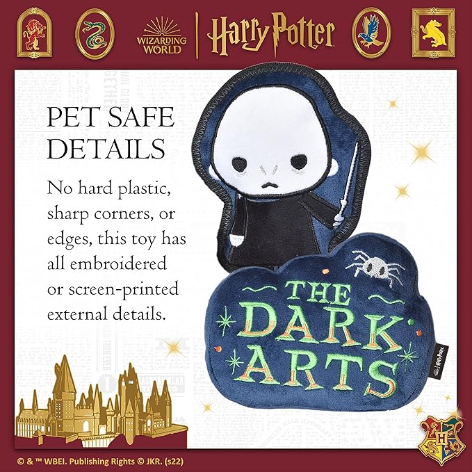Harry Potter 2 Piece Dog Toy Set 6" You Know Who Plush Figure Toy and Dark Arts Plush Silhouette Flat Toy| Harry Potter Official Pet Toys and Accessories | Voldemort Dog Toy (FF22715)