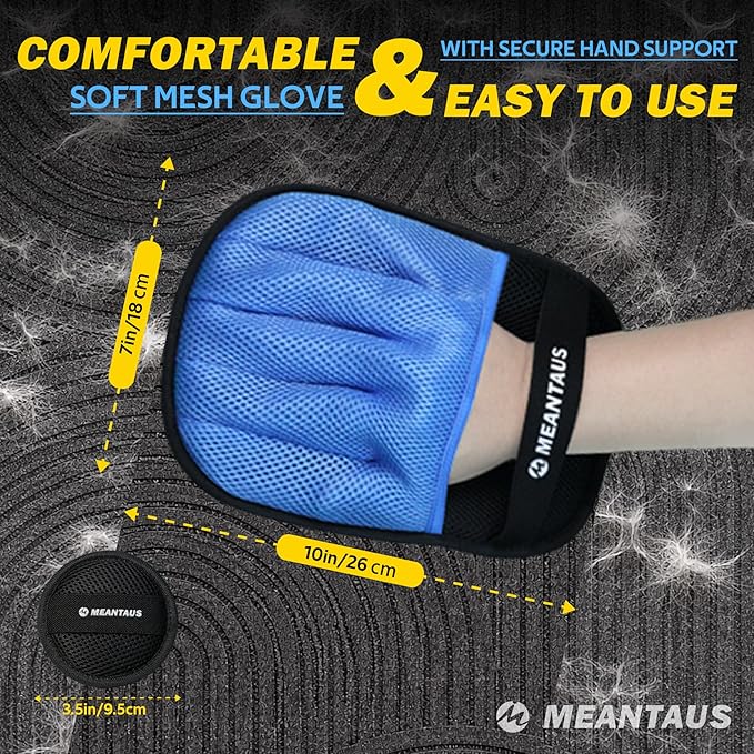 Reusable Electrostatic Pet Hair Removal Glove for Dogs & Cats, with Self-Cleaning Pad, Works on Furniture, Clothing, Bedding & Car Seats(Upgraded – with Self-Cleaning Pad)
