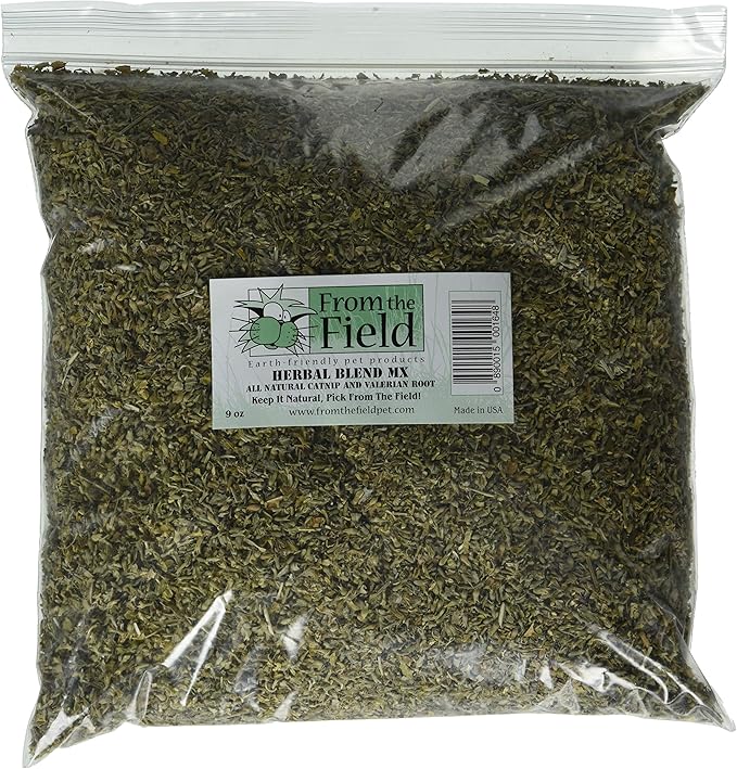 from The Field | Catnip & Valerian Root Mix for Cats | 9 oz Resealable Jumbo Bulk Bag | Organic, USA-Grown, Potent Cat Attractant for Play & Stress Relief – All-Natural, Safe for Indoor Cats