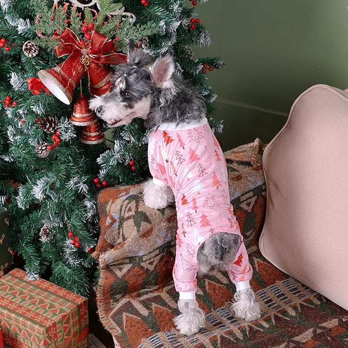 CuteBone Fleece Dog Christmas Pajamas Clothes Puppy Jammies Pet Apparel Cat Onesie for Chihuahua Yorkie Frenchies P312L