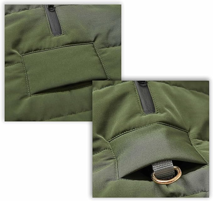 Blueberry Pet Cozy & Comfy Windproof Waterproof Quilted Fall Winter Dog Puffer Jacket in Dark Olive, Back Length 15 3/4", Size 14", Warm Coat for Medium Dogs