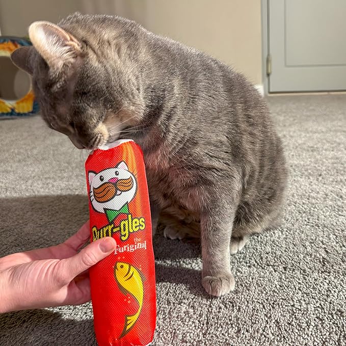 SPOT Fun Foods Purrgles Cat Kicker Toy for Indoor Cats & Kittens, Durable Nylon Exterior, Crinkle Paper & Catnip, Whimsical Pringles Design, 8 Inch