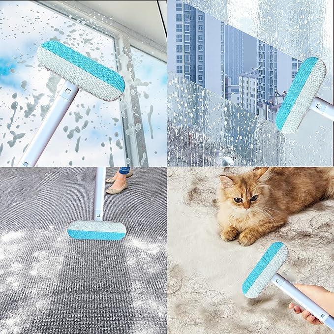 Pet Hair Remover – 4-in-1 Reusable Dog & Cat Hair Removal Tool, Standard Handle (17.7"), 2-Pack (Value Set), No-Bend Lint Brush for Furniture, Couch, Carpet, Car Seats & Window Screens