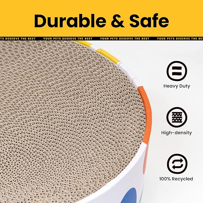 Conlun Cat Scratcher Cardboard,2 in 1 Oval Cat Scratch Pad Bowl for Indoor Kitty Grinding Claw,Round Kittens Scratching Board Corrugated Lounge Pet Beds&Furniture Protector for Couch&Carpets&Sofas
