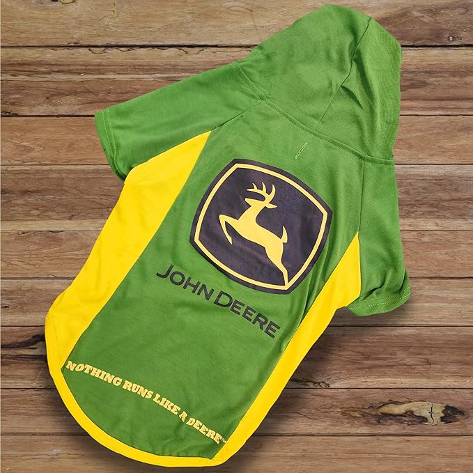 Pets First John Deere Dog Hoodie T-Shirt, Small. Warm Pet Clothing with Hood for Pets, Dogs, Cats, Puppies, Kittens. Soft, Comfortable, Stretchable, Durable Pet Hoody CAT Tee Shirt & Jacket