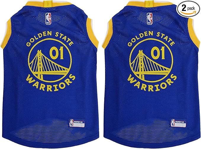 Pets First NBA Golden State Warriors Dog Jersey, Small - Tank Top Basketball Pet Jersey (Pack of 2)