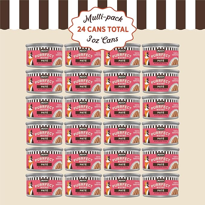 Merrick Purrfect Bistro Grain Free Premium Soft Canned Pate Adult Wet Cat Food, High Protein Salmon Recipe - (Pack of 24) 3 oz. Cans