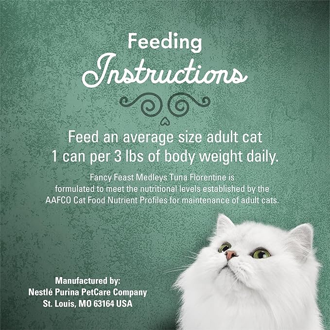 Purina Fancy Feast Wet Cat Food, Medleys Tuna Florentine With Garden Greens in a Delicate Sauce - (Pack of 24) 3 oz. Cans