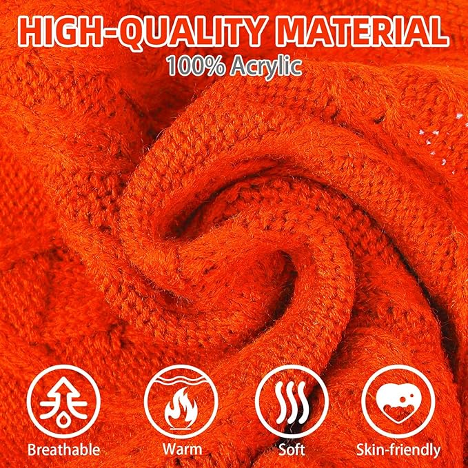 PUPTECK Winter Cat Sweater Coat - Soft Warm Cold Weather Clothes Knitwear for Kittens & Small Dogs Indoor Outdoor Wearing, Knitted Classic for Doggies Kitties Girls Boys, Orange, S