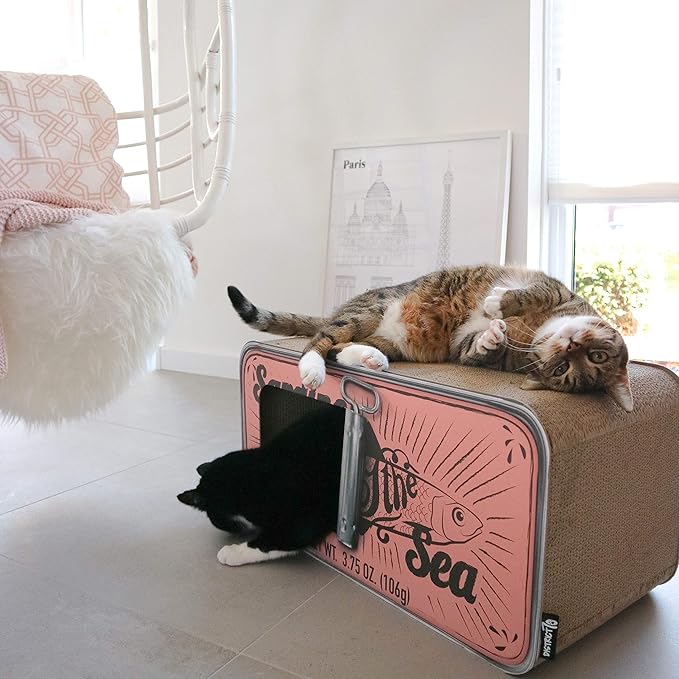 District 70 Sardine Cardboard Cat Scratcher, 60 x 30 x 30 cm, Pink