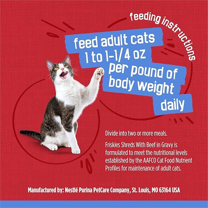 Friskies Purina Shreds with Beef in Gravy Wet Cat Food - 5.5 oz. Cans (Pack of 48)