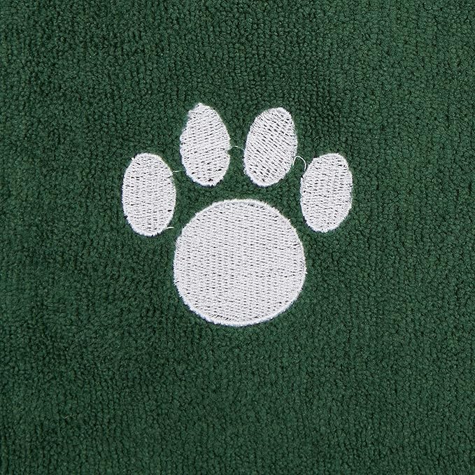 Bone Dry Pet Grooming, Embroidered Microfiber Towel Drying Collection, 15x30, Hunter Green