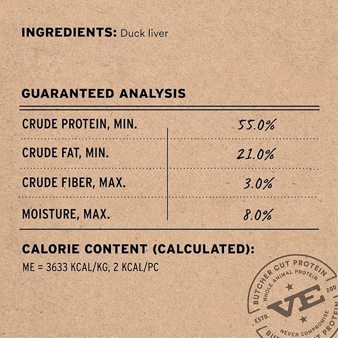 Vital Essentials Freeze Dried Cat Treats | Duck Liver, Single Ingredient | Premium Quality | Grain Free, Healthy Treats for Cats, 0.9 oz Bag