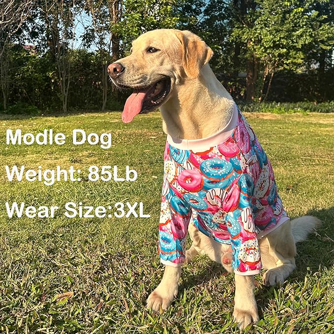 Dog Colorful T Shirts Doughnut Pattern Printed Pet Shirt Softable Pajamas for Small Dogs (2XL,Doughnut)