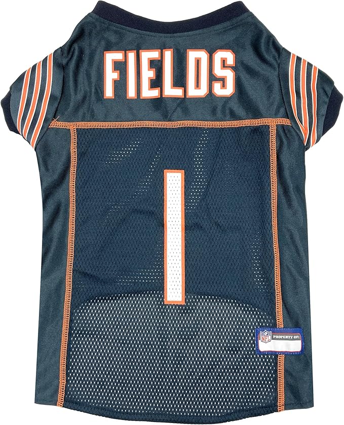 Pets First NFL Team Player Justin Fields Jersey for Dogs and Cats, NFLPA Chicago Bears Pet Jerseys, Size X-Large