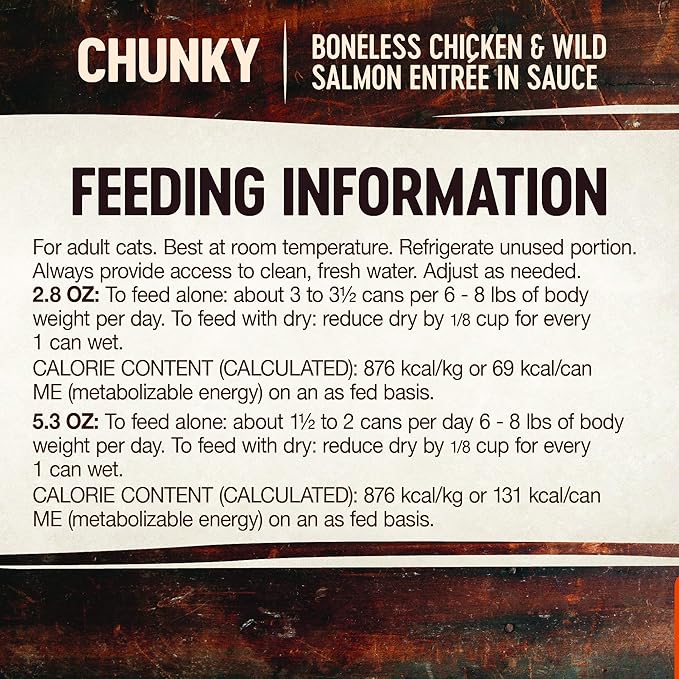 Wellness CORE Signature Selects Chunky Adult Canned Wet Cat Food, Natural, Protein Rich, Grain Free, Chicken and Wild Salmon Entrée Recipe, 2.8 oz, Pack of 12 Cans