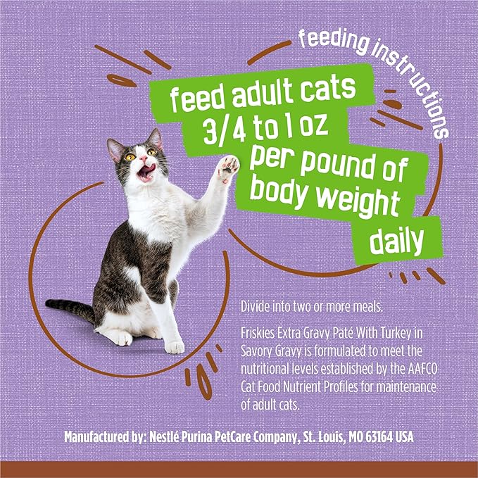 Friskies Purina Wet Cat Food Pate with Turkey in Savory Gravy - 5.5 oz. Cans,(Pack of 48)