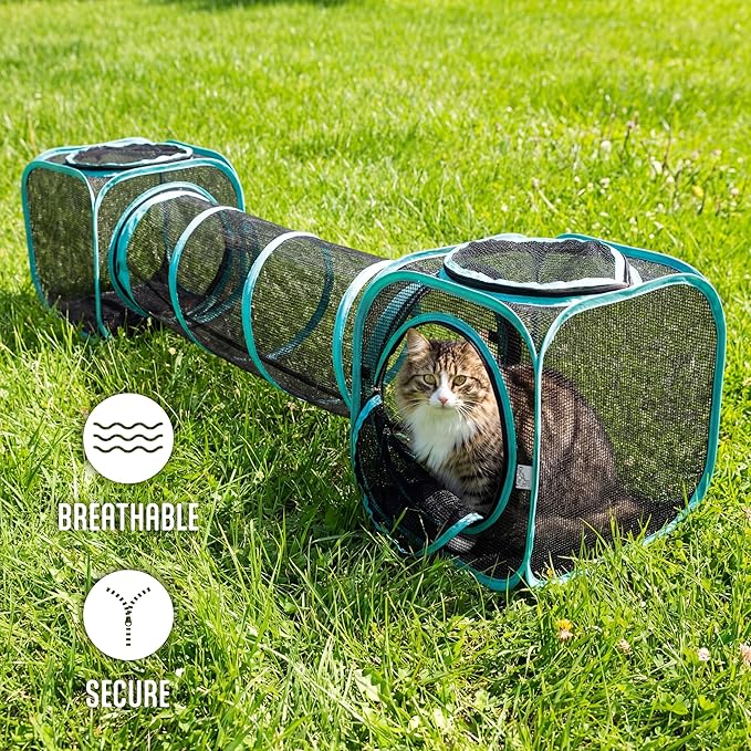 Kitty City Outdoor Catio Furniture and Play Kits for Cats, Two Way Tunnel