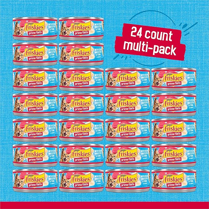 Purina Friskies Prime Filets With Ocean Whitefish and Tuna in Sauce High Protein Wet Cat Food - (Pack of 24) 5.5 oz. Cans