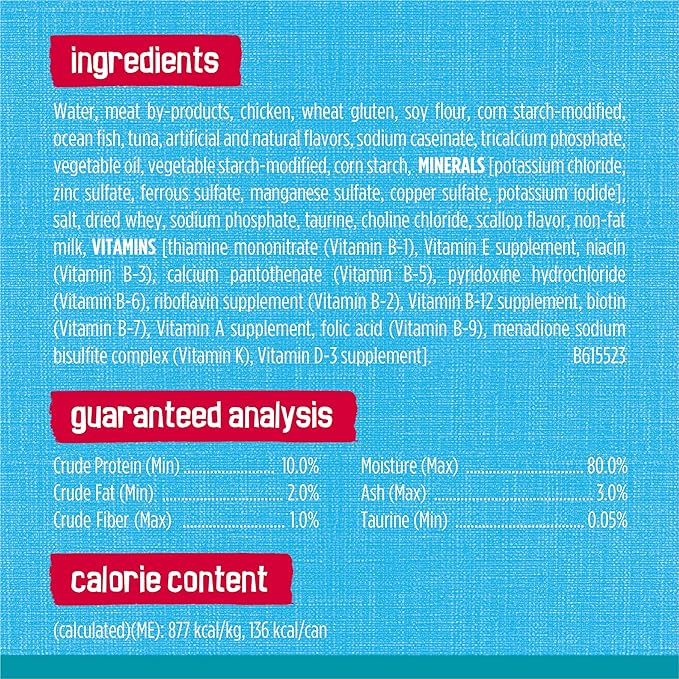 Purina Friskies Wet Cat Food Tasty Treasures With Ocean Fish and Tuna in Sauce (Scallop Flavor) - (Pack of 24) 5.5 oz. Cans