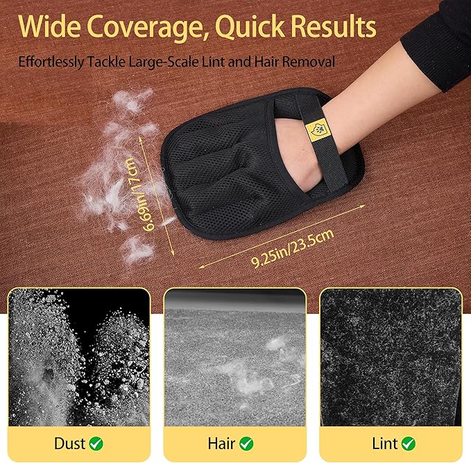 Pet Hair Remover Glove for Dogs & Cats – Grooming Glove, Reusable Fur Removal Tool for Furniture, Couch, Carpet & Car – Easy Pet Hair Cleaning Mitt, (1Pcs Black)