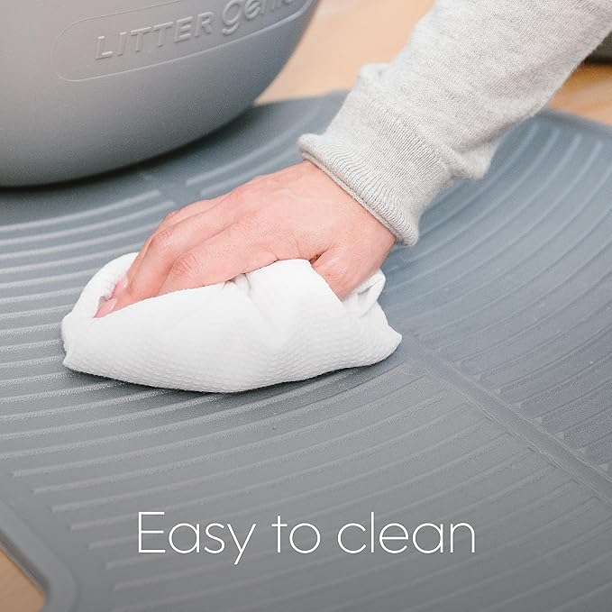 Litter Genie Litter Box Mat | Ribbed Foam Cat Litter Trapping Mat | Easy Clean Up | Grey