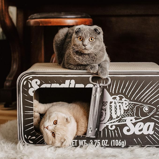 SARDINE - Cardboard Cat Scratcher - 60 x 30x 30 cm - White, Black and Pink - Color: Black
