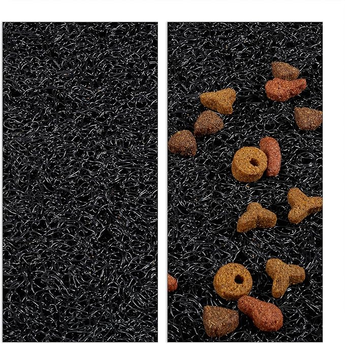 Relaxdays Cat Litter Tray Mat, Hygienic Cat Litter Mat, Non-Slip, Waterproof, PVC Feeding Mat, 40 x 59 cm, Black