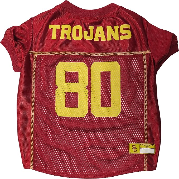 Pets First NCAA College USC Trojans Mesh Jersey for DOGS & CATS, Small.Licensed Dog Jersey with your Favorite Football/Basketball College Team