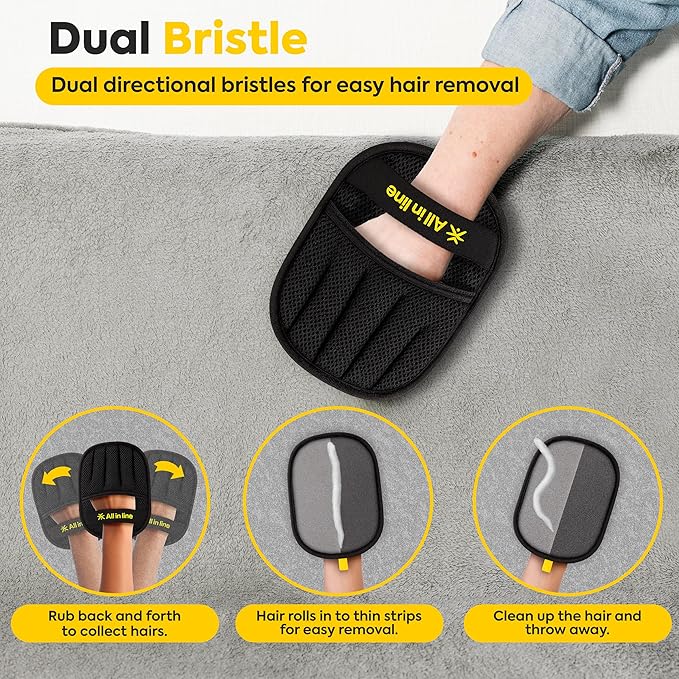Pet Hair Removal Gloves for Dogs & Cats (Pack of 2) | Reusable Electrostatic Grooming Gloves with 2 Free Shedding & Detangling Combs | Hair Remover for Clothes, Sofa, Carpet & Car Seats