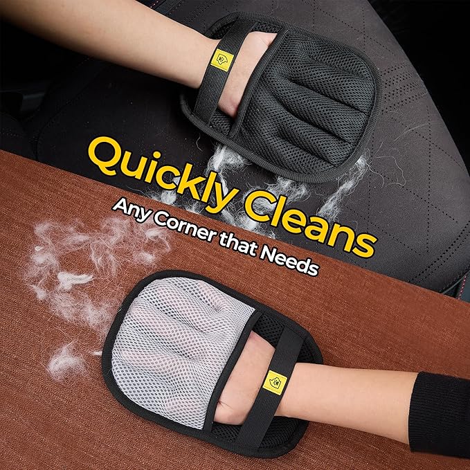 Pet Hair Removal Glove for Dogs & Cats - Upgraded Reusable Electrostatic Pet Hair Glove, Pet Hair Remover Tool for Laundry, Couch, Carpet & Car Seat, Pet Grooming Kit (Gray/Black Combo)