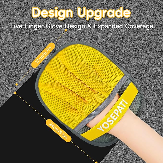 Pet Hair Removal Glove, Five-Finger Magic Brush Electrostatic Mitt 2 PCs, Pet Hair Remover Tool for Dog & Cat, Reusable Pet Hair Gloves Pet Grooming Needs, Fur Remover for Couch & Clothing